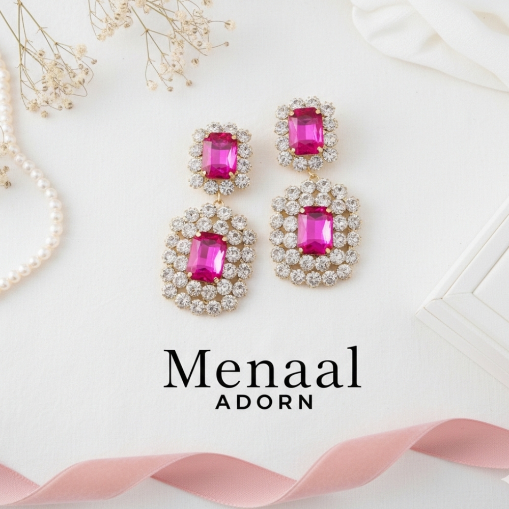 Pink Radiance | Fashion Dangle Statement Earrings